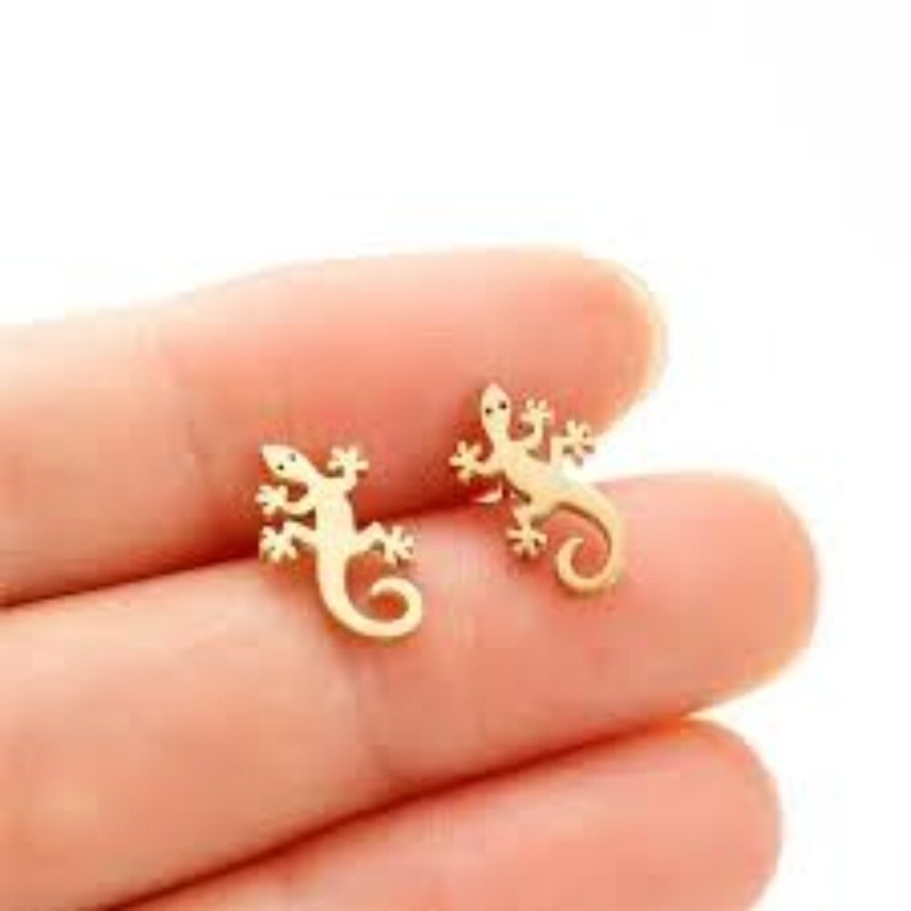New Jewelry Minimalist Hip-Hop Stainless Steel Lizard Gecko Studs Pierced